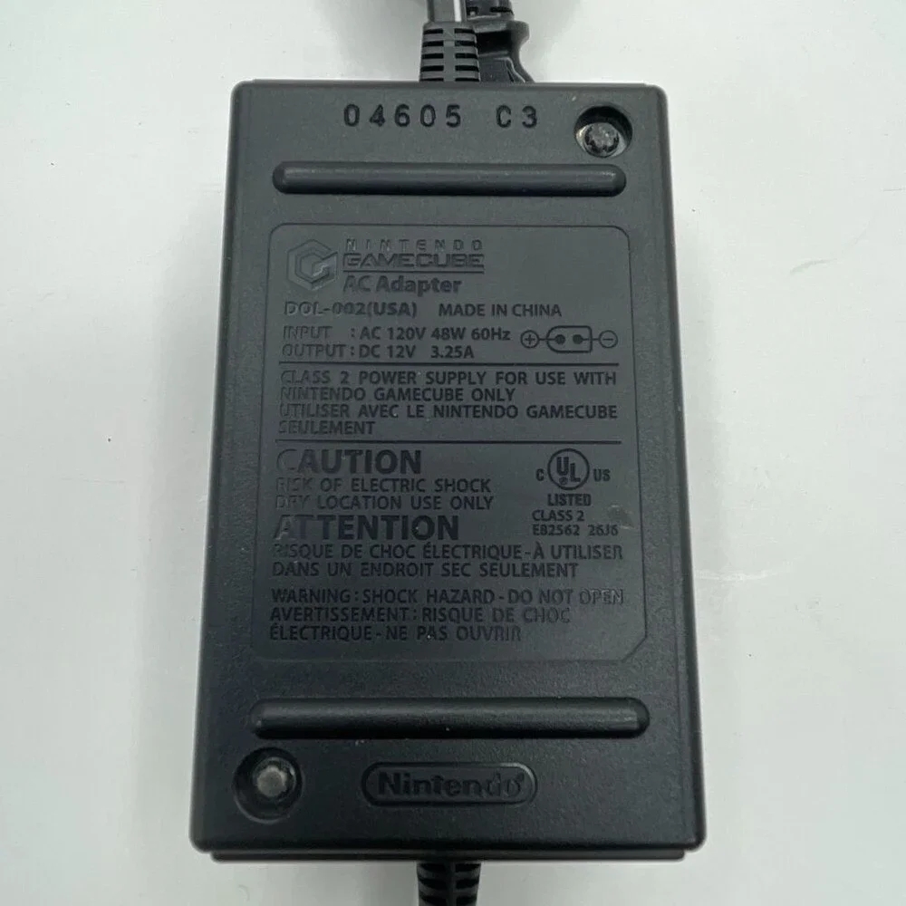 Nintendo GameCube AC Adapter DOL-002 Black Official OEM Power Supply 48W